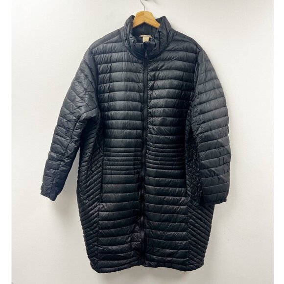 Duluth Trading Down Packable Long Puffer Coat Lightweight Nylon Jacket Black 3X - Picture 1 of 11